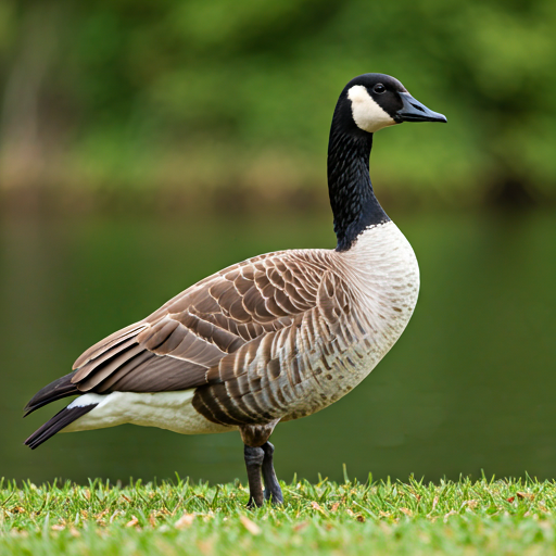 a full body image of a Canada goose facing the right